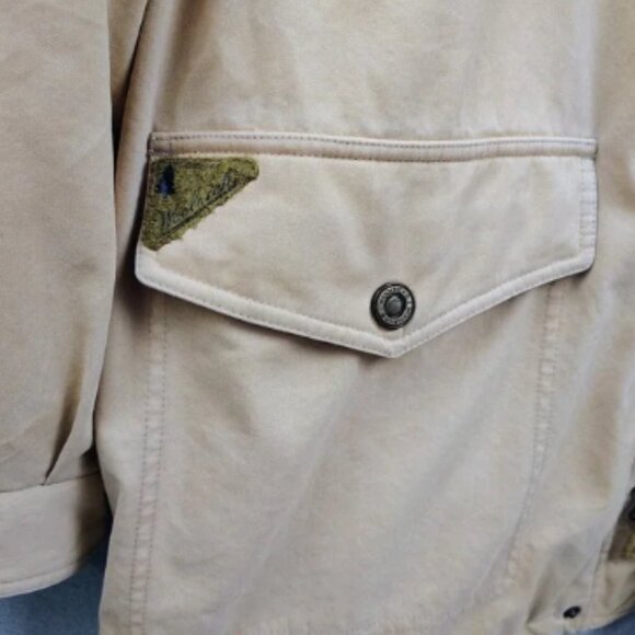 Vintage Woolrich Chore Barn Jacket Plaid Lined Men's Sz XL Tan Suede Collar 90s - Picture 3 of 13